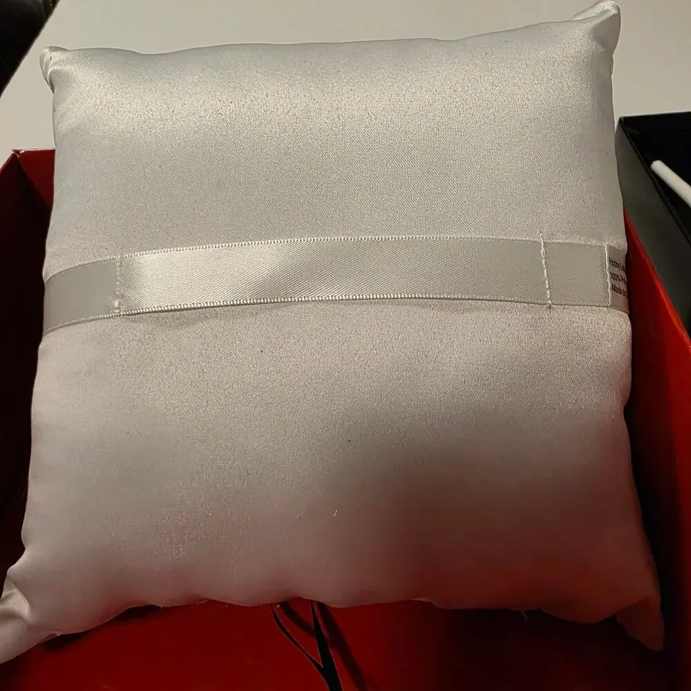Wedding Bundle Ring Pillow Embroidered / Guest Pen Black White New Open Box